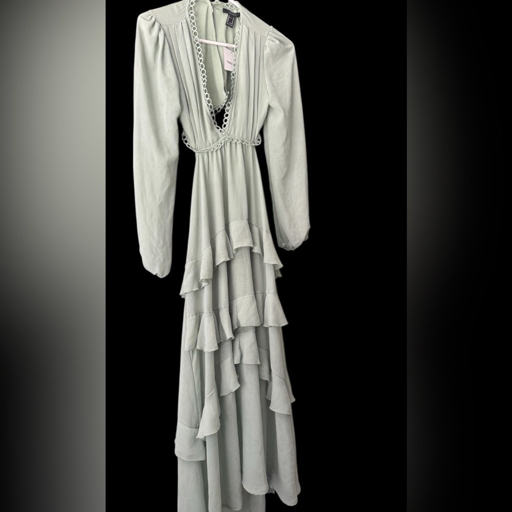 Forever 21 Sage Flowy Long Sleeve Maxi Dress